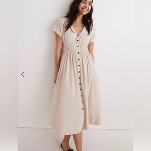 NWT Madewell Poplin Sophia Button-Front Midi Dress